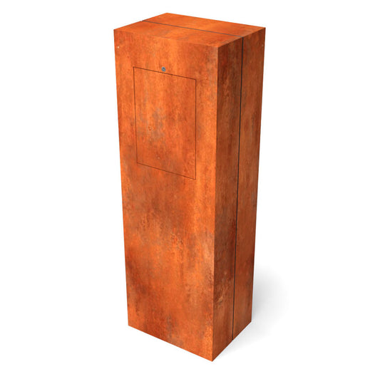 Achterkant brievenbus in cortenstaal