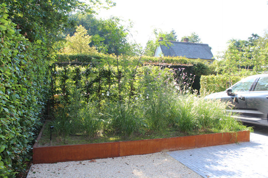 Afbakening voor planten in cortenstaal