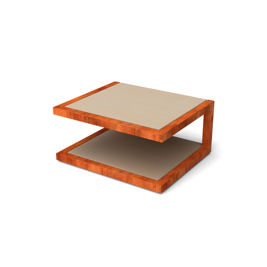 Design bijzettafel in cortenstaal en hardhout