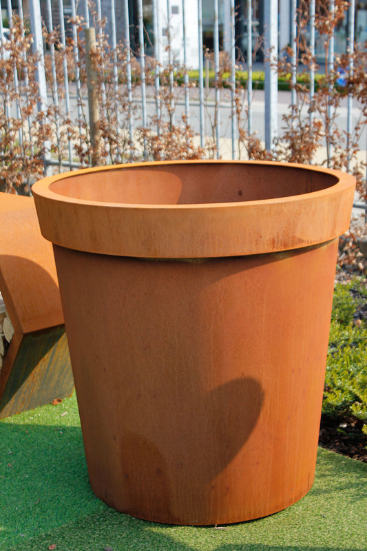 cortenstaal plantenbak rond hoog met boord