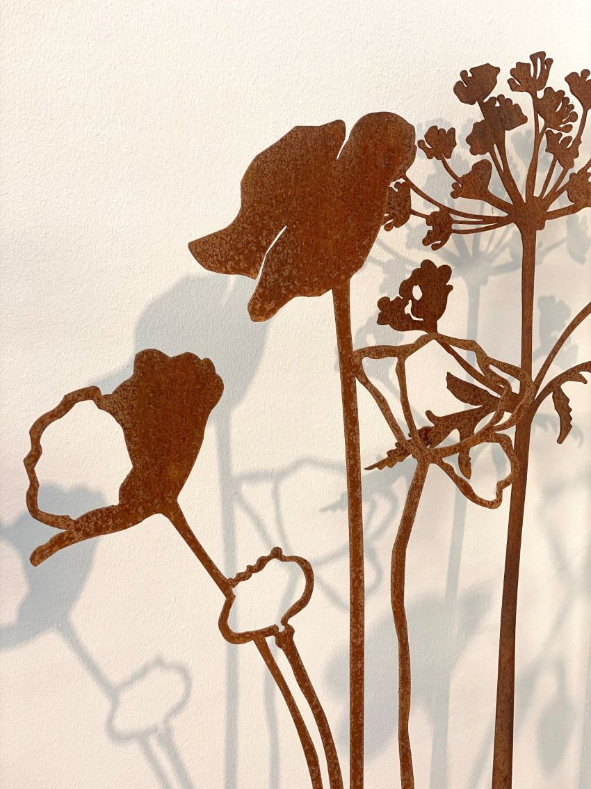 Decoratieve bloemen in cortenstaal - tuinstekers XL