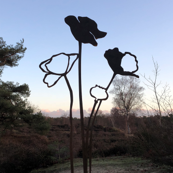 Silhouette bloem in tuin