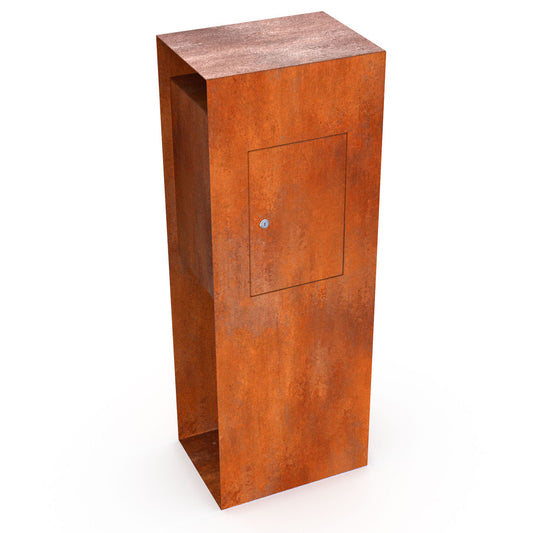 Detail van brievenbus in cortenstaal