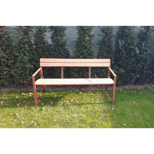 Duurzame zitbank in cortenstaal en hardhout