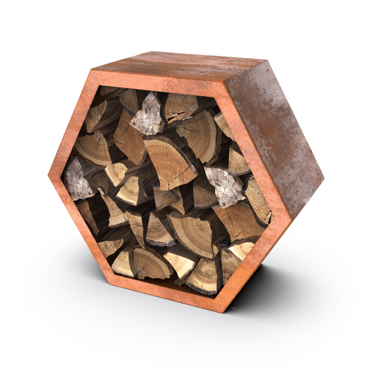 Modulaire houtopslag in cortenstaal