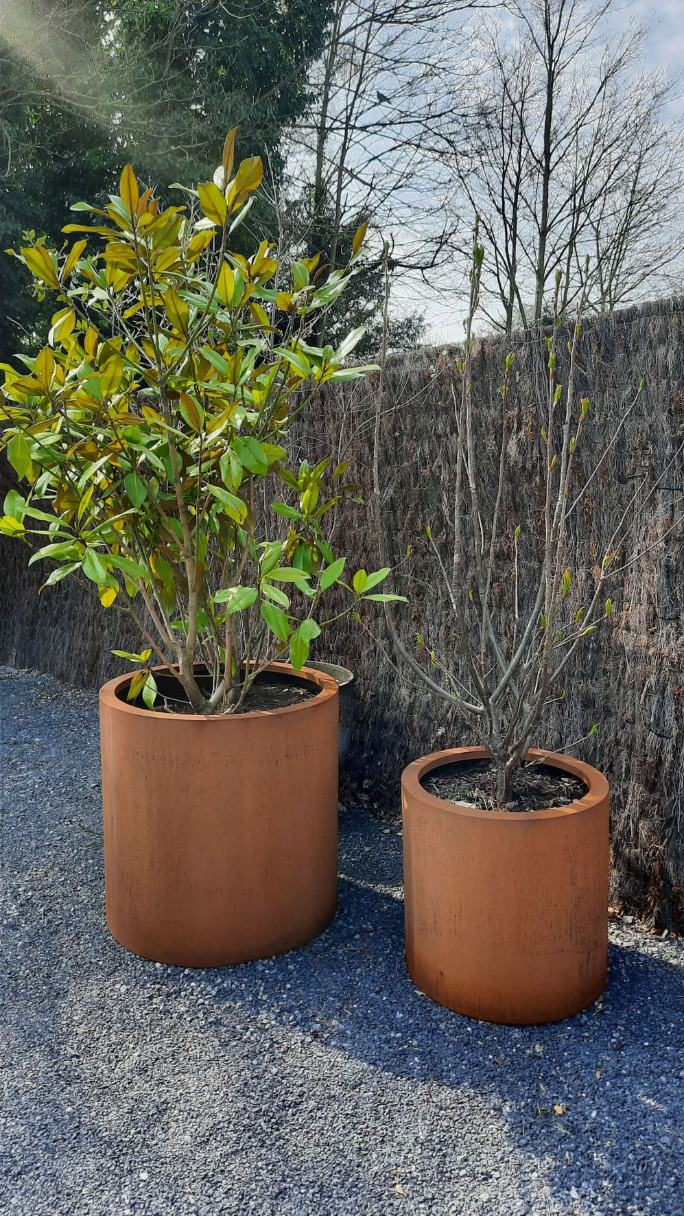 Ronde_plantenbakken in cortenstaal