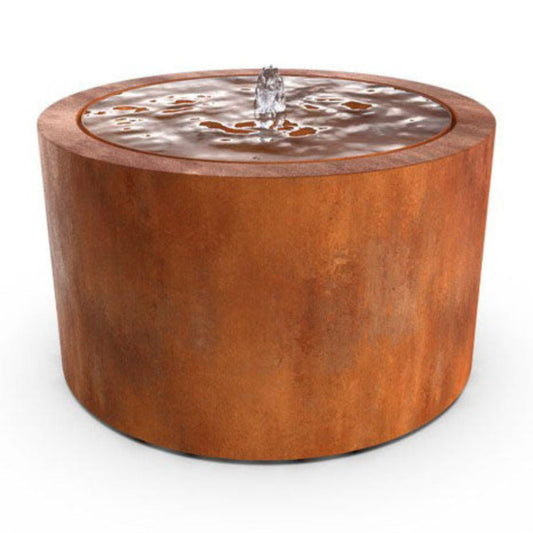 Ronde watertafel met 1 fontein in cortenstaal