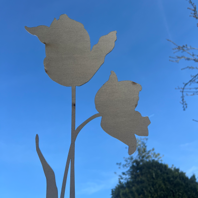 Decoratieve bloemen in cortenstaal - tuinstekers klein