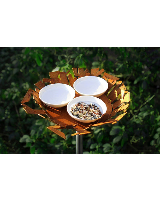 Vogel drinkschaal cortenstaal