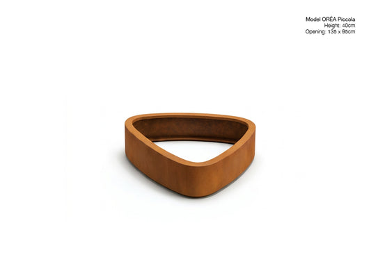 Compacte cortenstaal plantenbak Piccola met organisch design uit de ORÉA Flower Collection