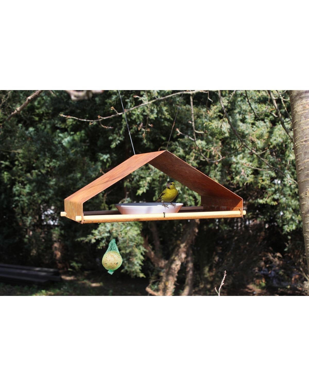 Design vogelvoederhuis in cortenstaal – stijlvolle, duurzame tuindecoratie voor vogels