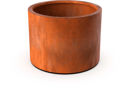 Stoere ronde cortenstalen plantenbak