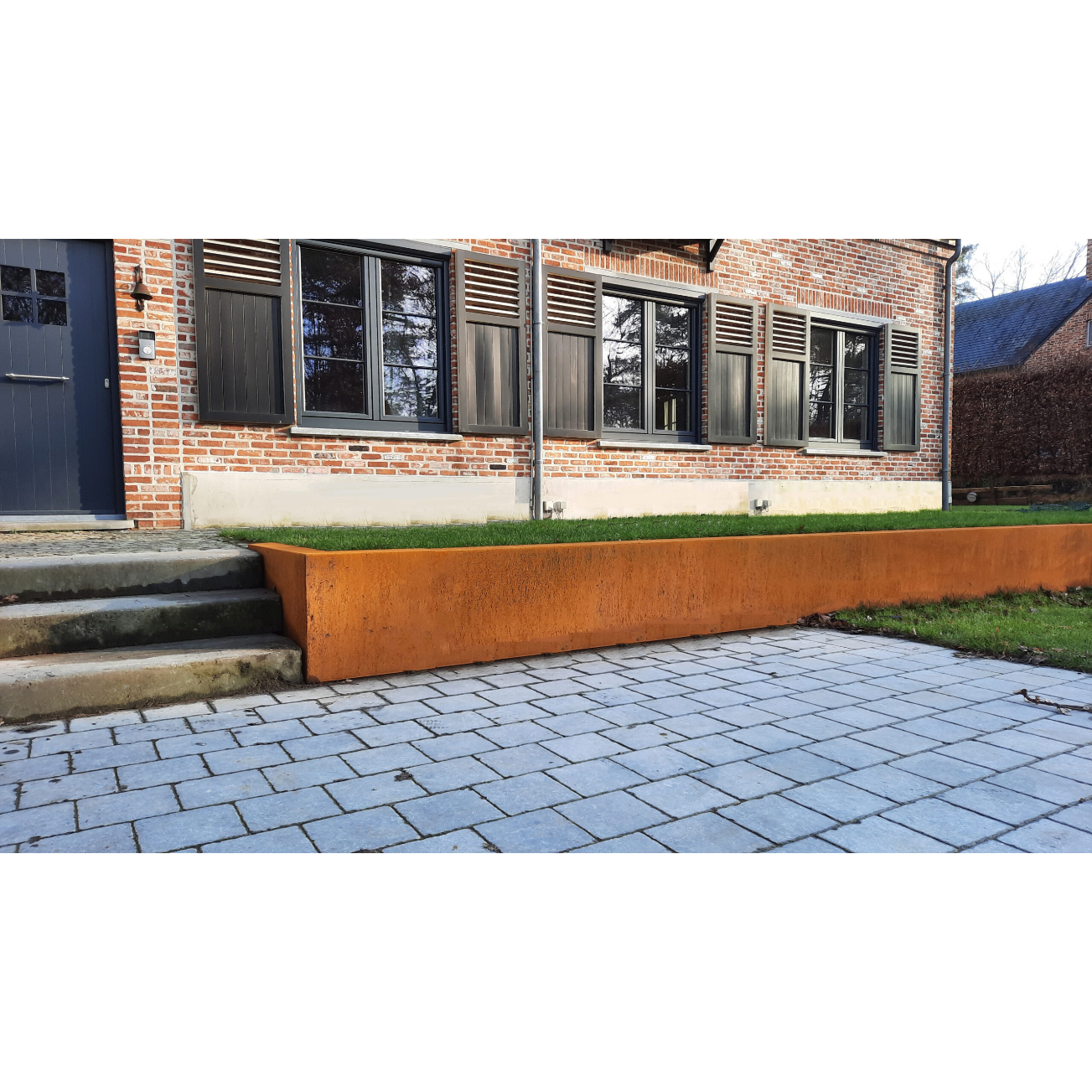 Hoekelement Cortenstaal keerwand