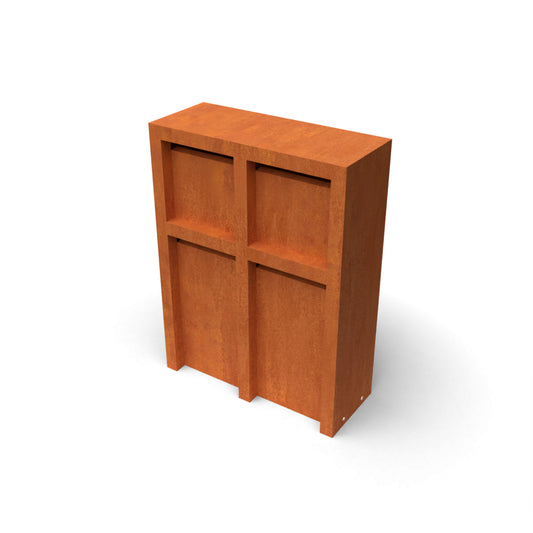 Brievenbus voor vier in cortenstaal