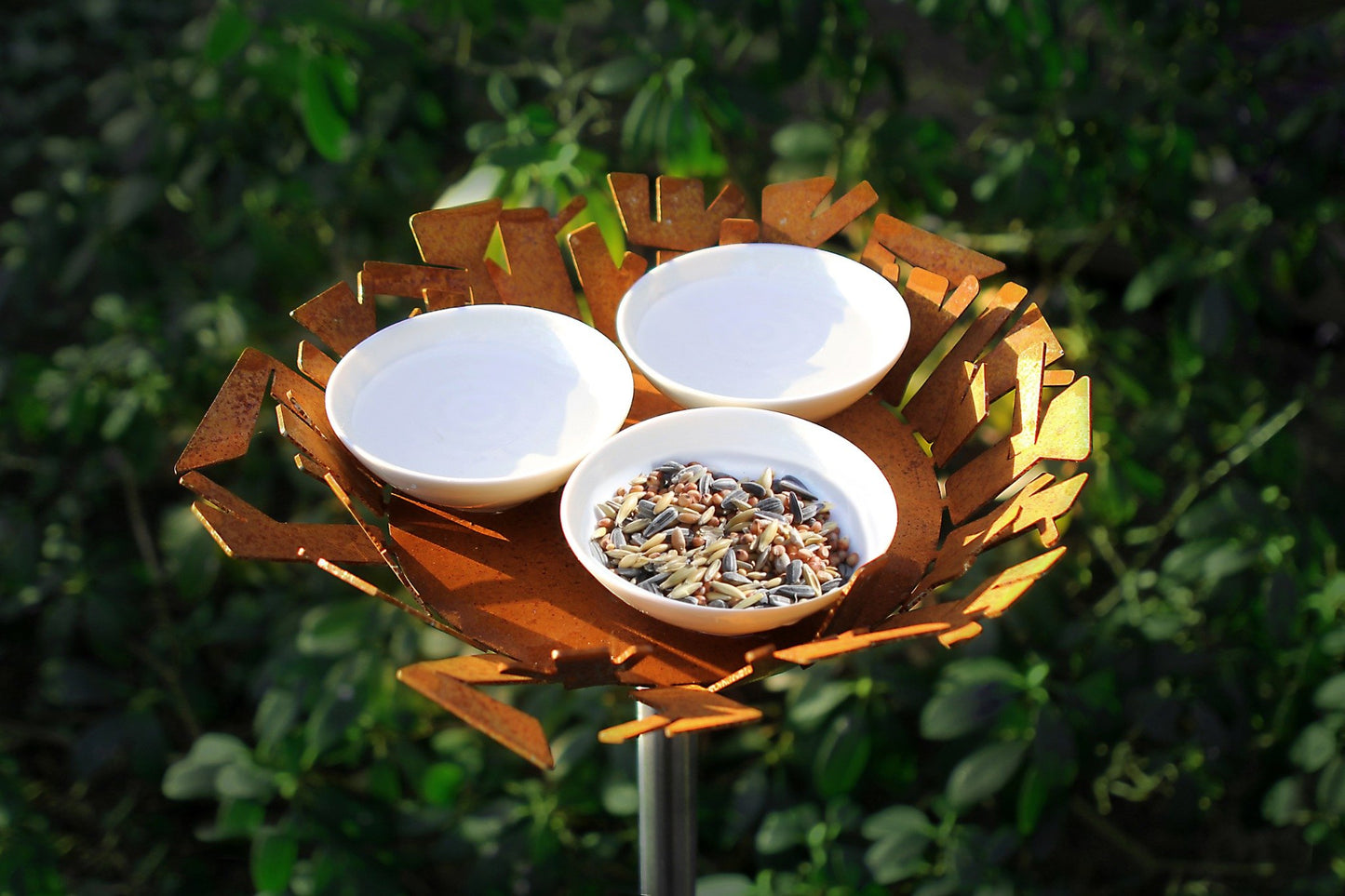 Vogel drinkschaal cortenstaal