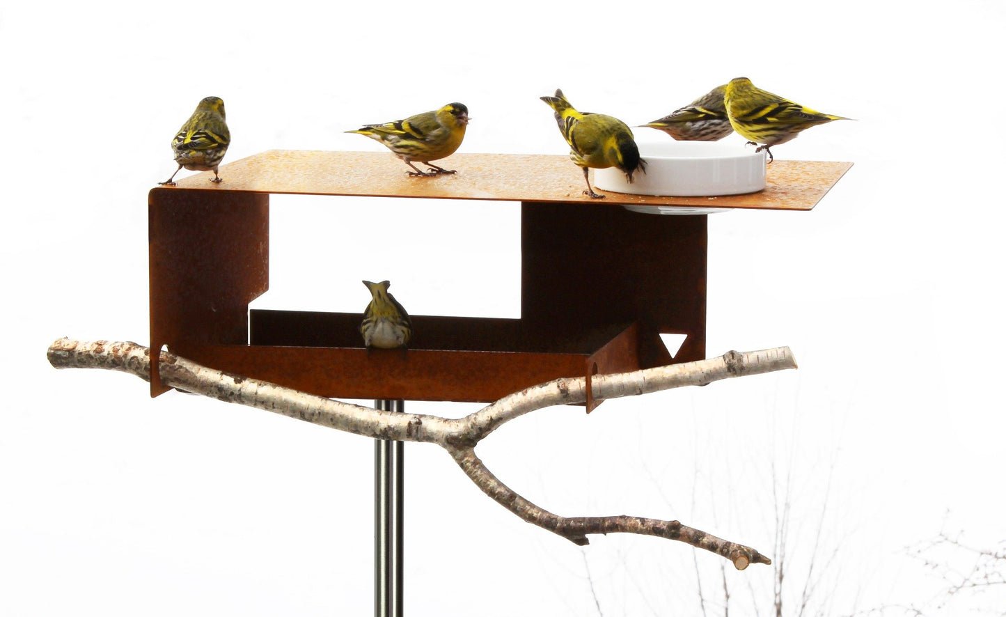 cortenstaal vogelvoederhuis