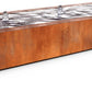 Cortenstalen watertafel met 3 ledfonteinen